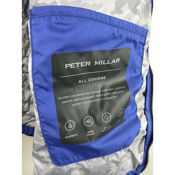 Peter Millar Hyperlight Quilted Puffer Vest Mens Large Blue Full Zip Crown Sport - Picture 11 of 13